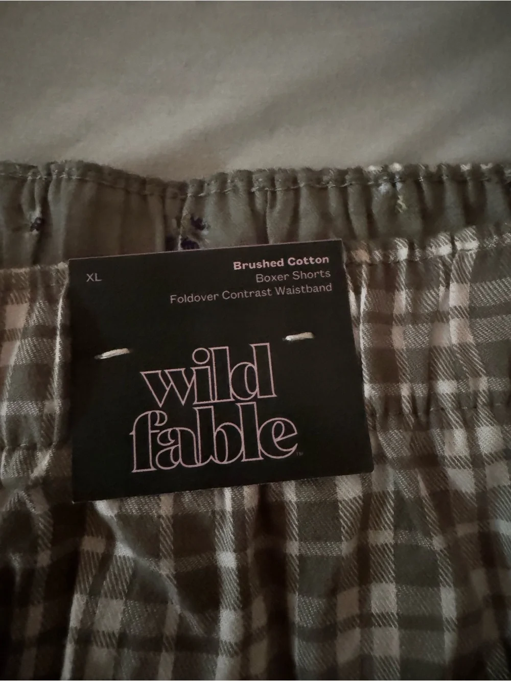 Plaid Elastic Waist Lounge Shorts - Green & White - Picture 3 of 4